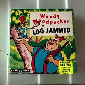 Vintage 8 mm film reel Woody Woodpecker Log Jammed Castle Films reel